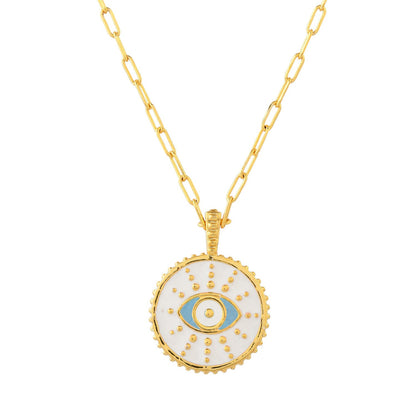 Zodiac Gemini And Evil Eye Reversible Pendant