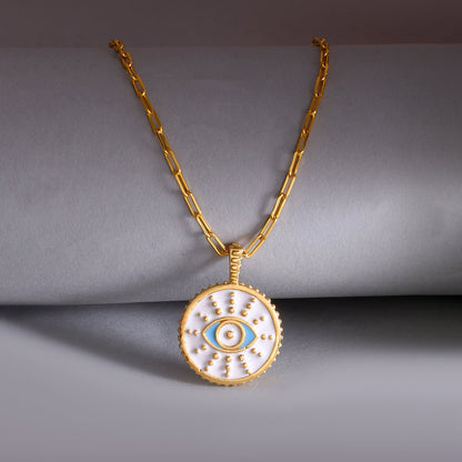 Zodiac Gemini And Evil Eye Reversible Pendant