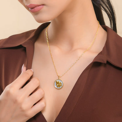 Zodiac Gemini And Evil Eye Reversible Pendant