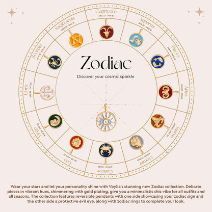 Zodiac Libra And Evil Eye Reversible Pendant