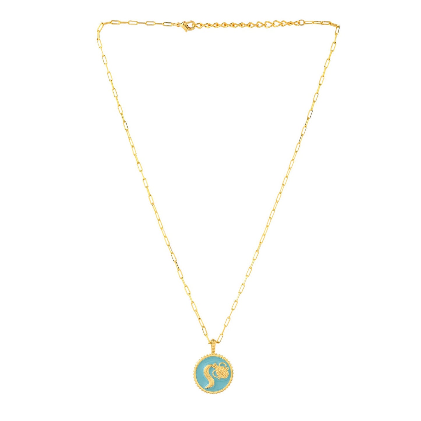 Zodiac Aquarius And Evil Eye Reversible Pendant