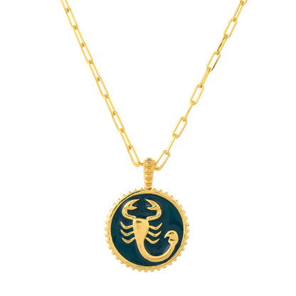 Zodiac Scorpio And Evil Eye Reversible Pendant