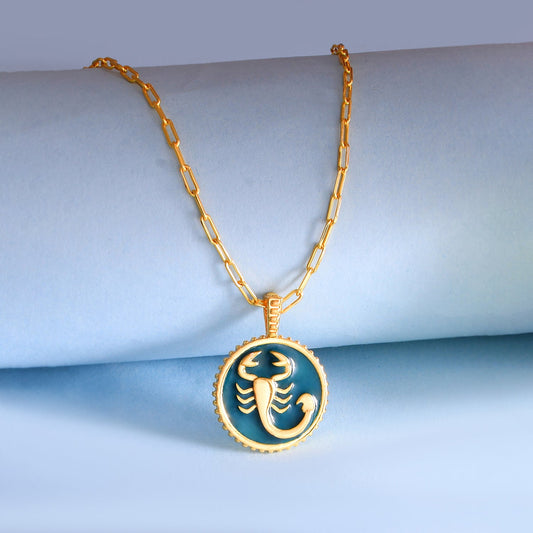Zodiac Scorpio And Evil Eye Reversible Pendant