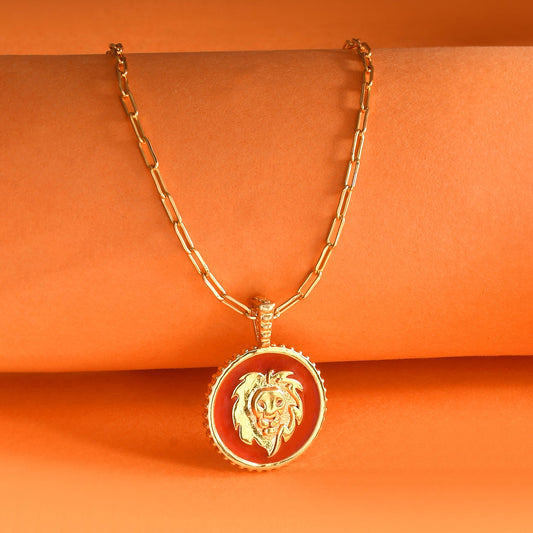 Zodiac Leo And Evil Eye Reversible Pendant