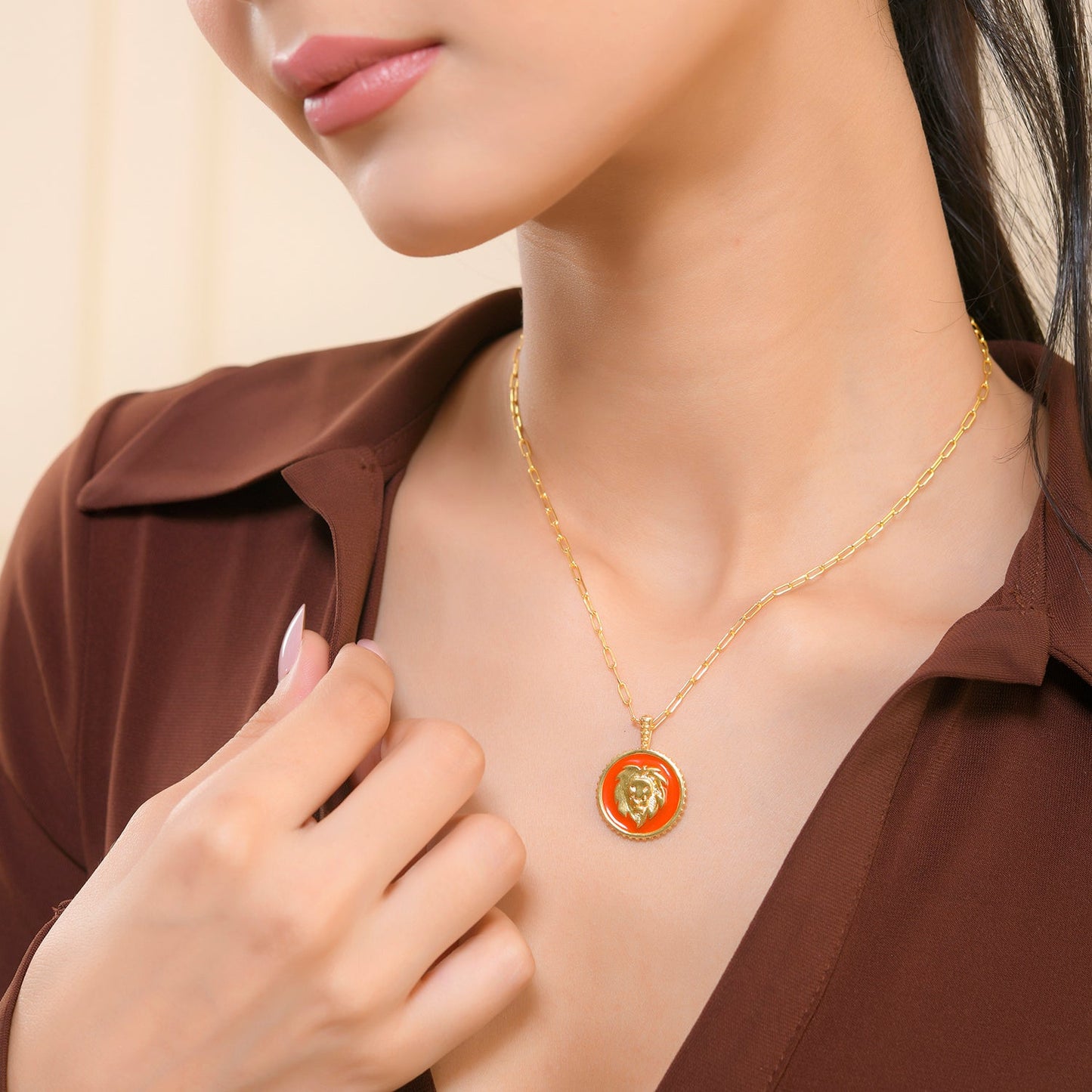 Zodiac Leo And Evil Eye Reversible Pendant
