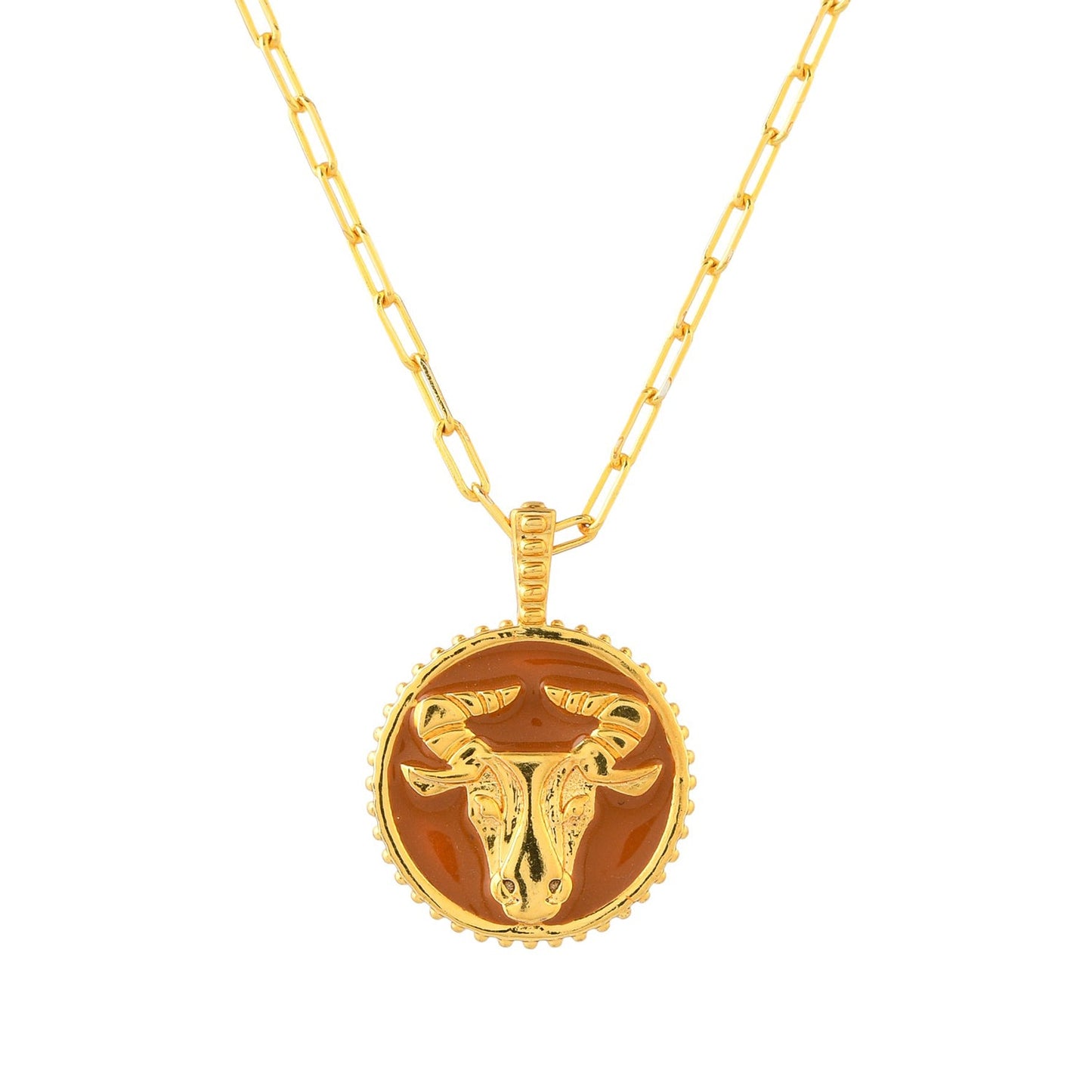 Zodiac Taurus And Evil Eye Reversible Pendant