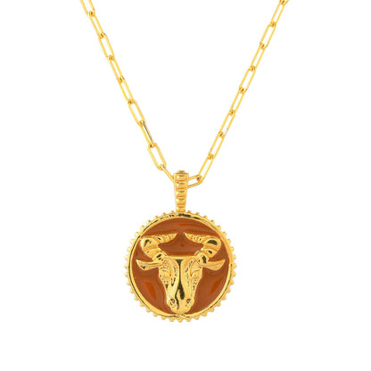 Zodiac Taurus And Evil Eye Reversible Pendant