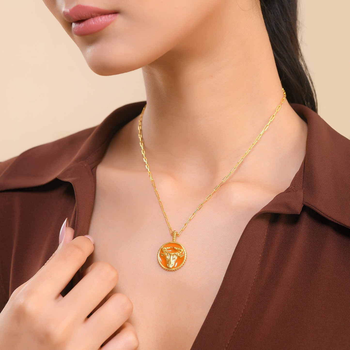 Zodiac Taurus And Evil Eye Reversible Pendant