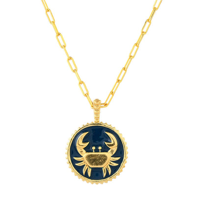 Zodiac Cancer And Evil Eye Reversible Pendant