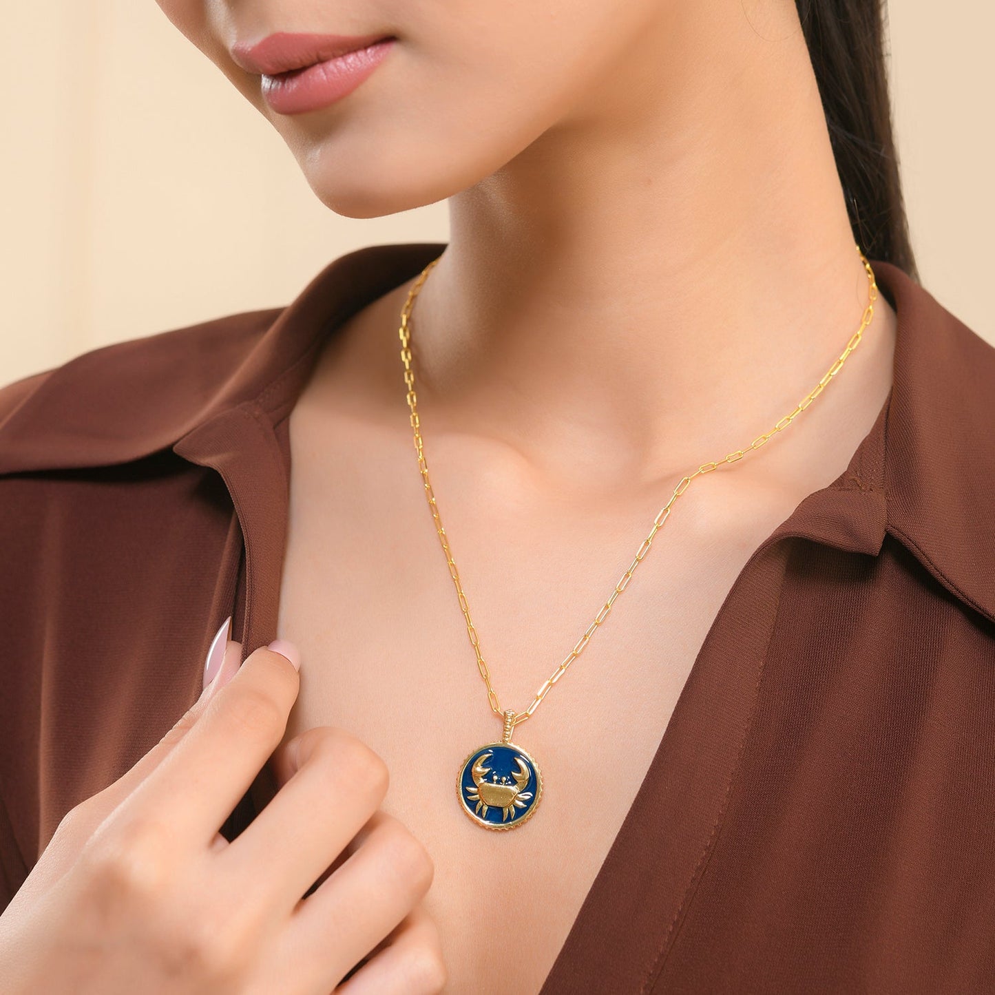 Zodiac Cancer And Evil Eye Reversible Pendant
