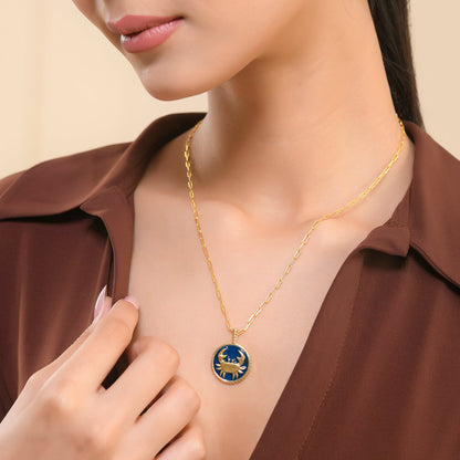 Zodiac Cancer And Evil Eye Reversible Pendant