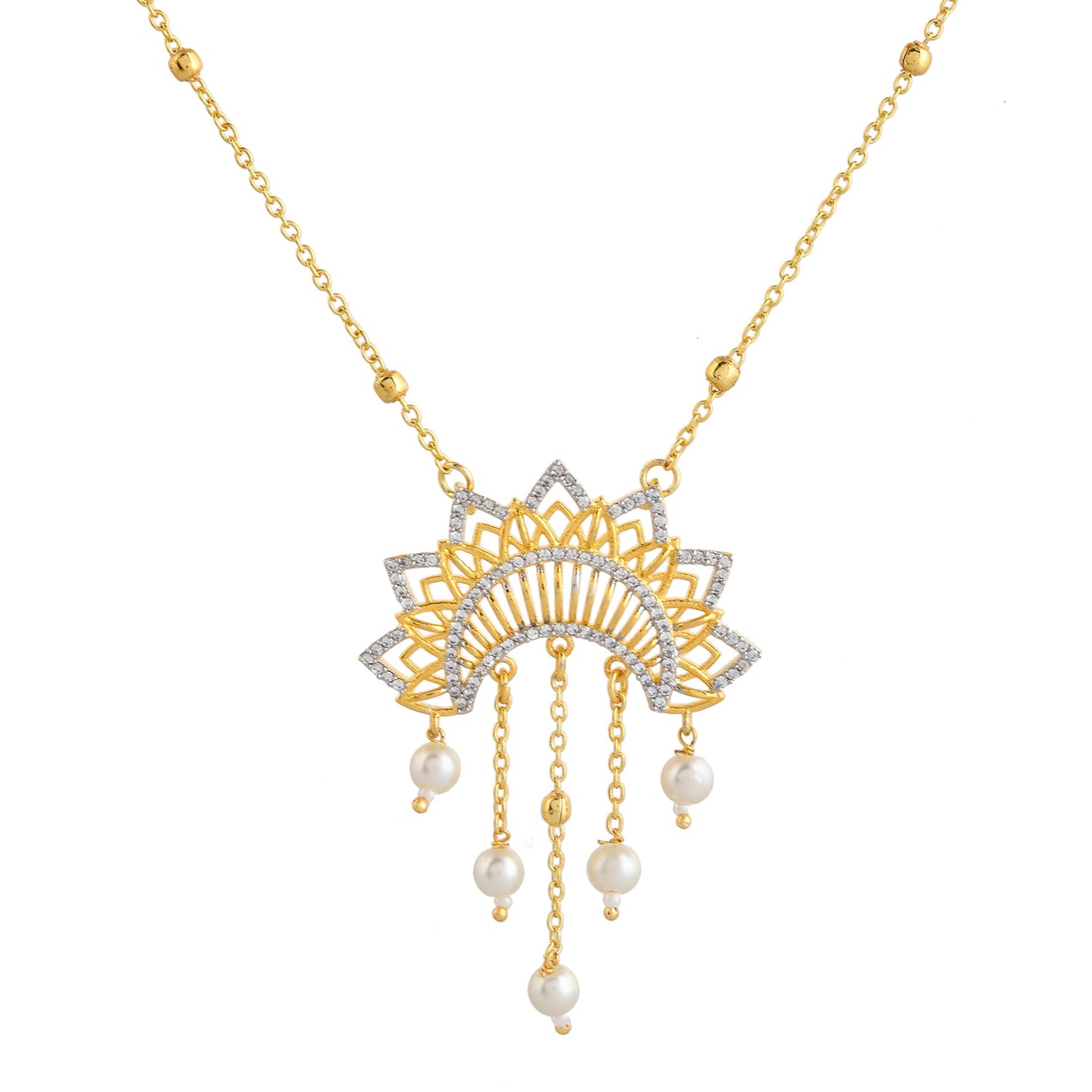Alpana Sunburst Elegance Pearl Drop Pendant