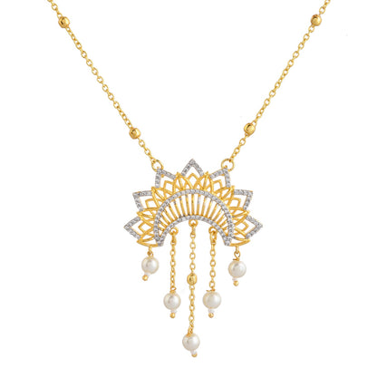 Alpana Sunburst Elegance Pearl Drop Pendant