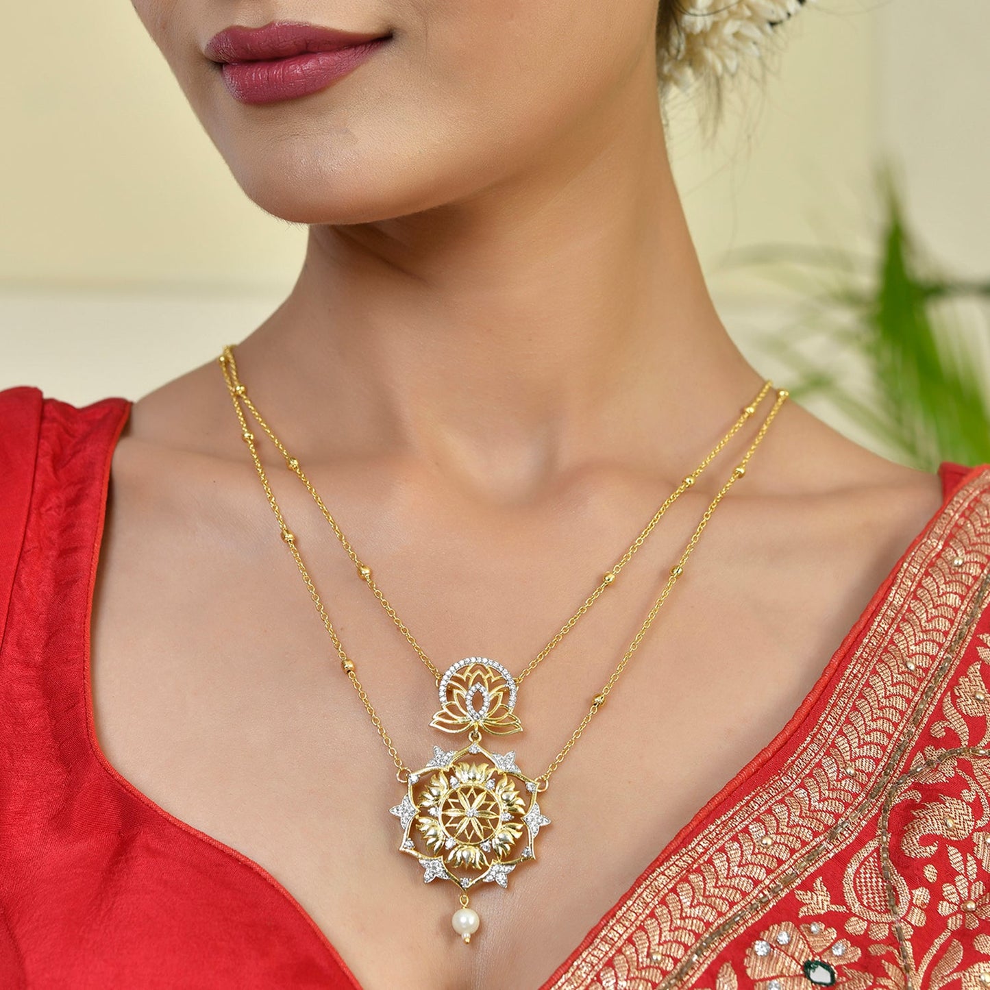 Alpana Lotus Luminance Double Layer Pendant