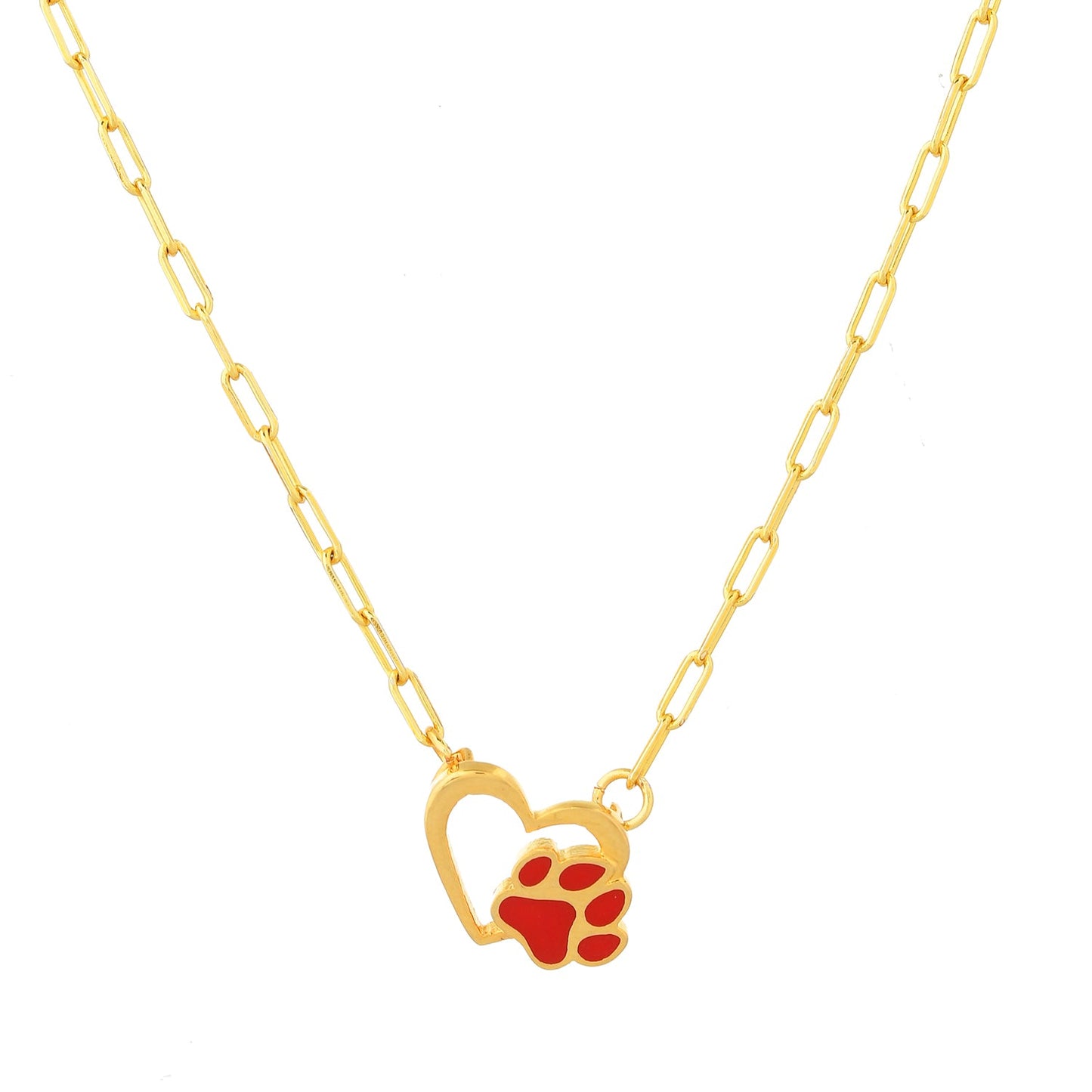 Valentine's Day Pawprints On My Heart Pendant Necklace
