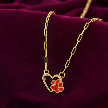 Valentine's Day Pawprints On My Heart Pendant Necklace