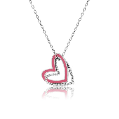 Valentine’s Day Pink Playful Heart Dual Layer Pendant