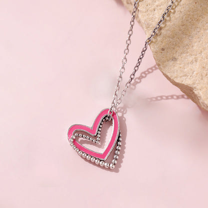Valentine’s Day Pink Playful Heart Dual Layer Pendant
