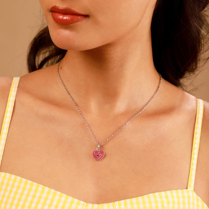 Valentine’s Day Pink Doodle Heart Pendant