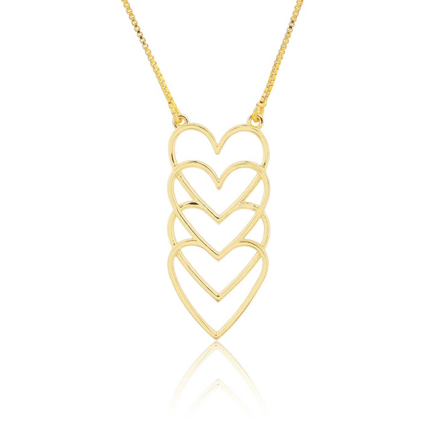 Valentine’s Day Golden Cascading Hearts Necklace