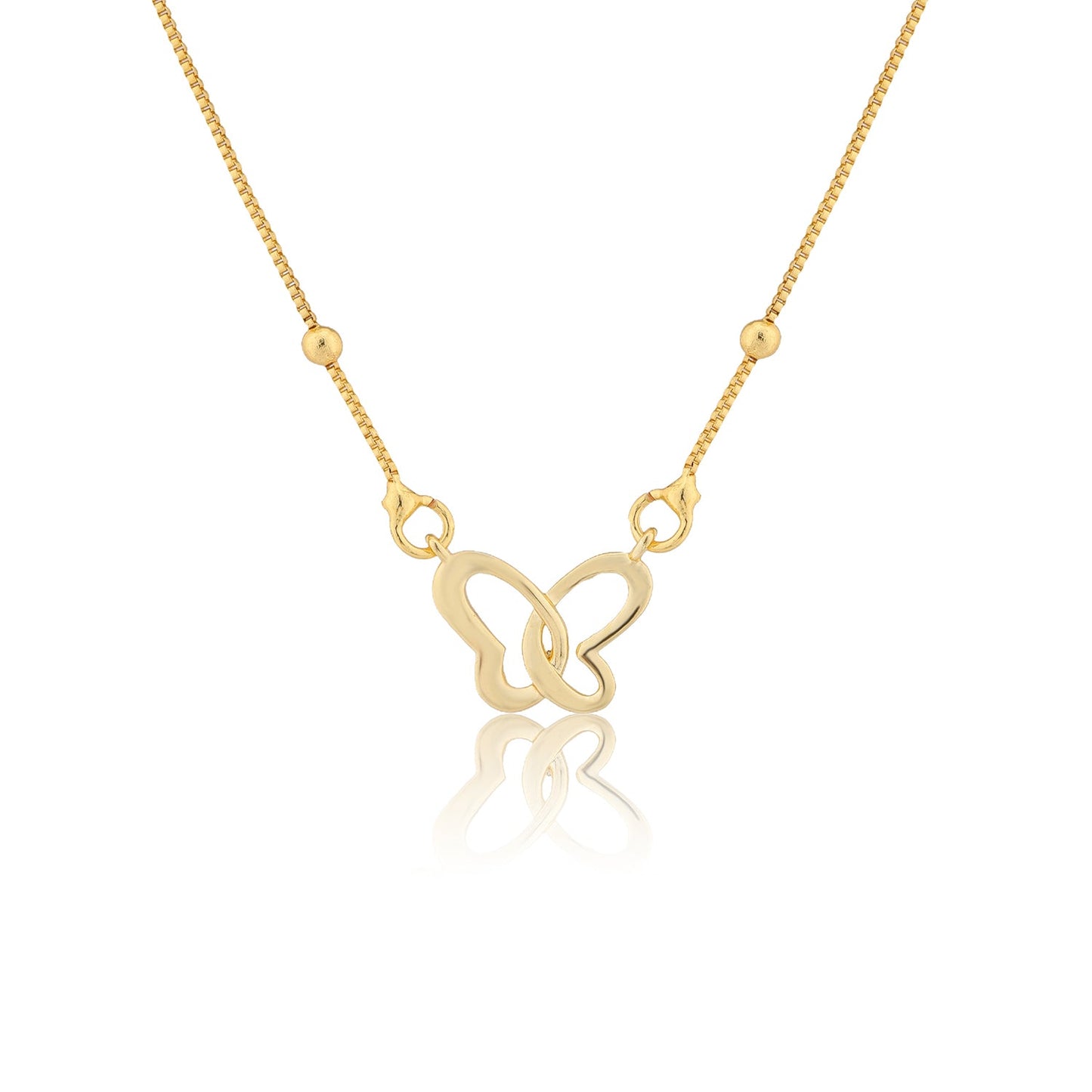 Valentine’s Day Golden Flutter Heart Butterfly Necklace