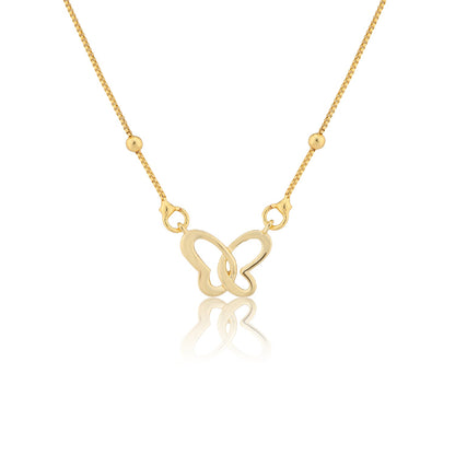 Valentine’s Day Golden Flutter Heart Butterfly Necklace