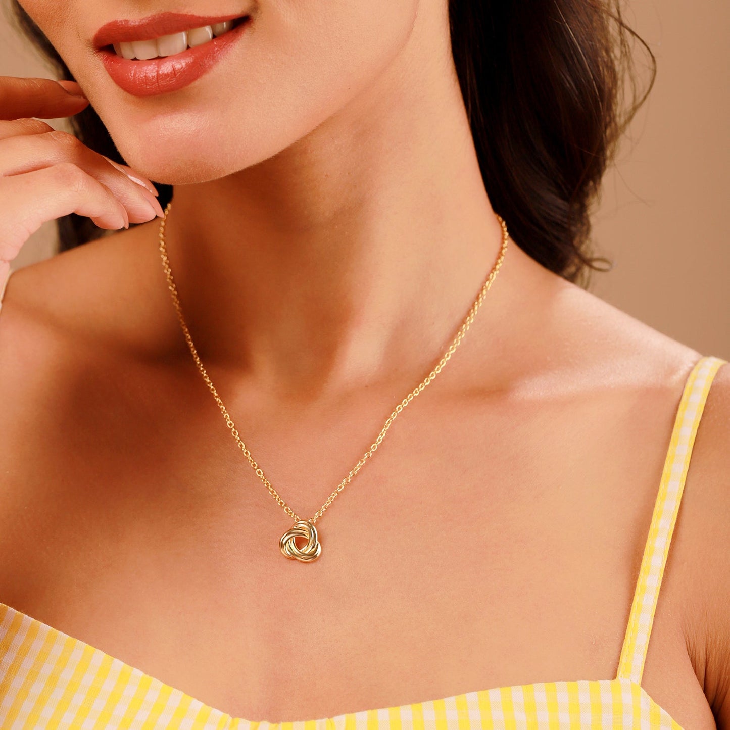Valentine’s Day Golden Infinity Knot Necklace